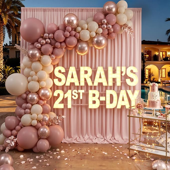 20ftx10ft Wrinkle Free Dusty Pink Backdrop Curtains for Parties, Silky Polyester Photo Backdrop Drapes 4 Panels 5x10ft Back Drop Cloth for Wedding Birthday Baby Shower Photography Background - Image 7
