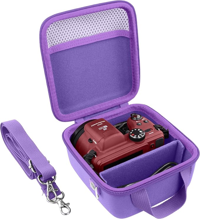 Case for KODAK PIXPRO AZ653/AZ401/AZ405/AZ425/AZ528 Digital Camera | Protective Storage Box, Portable Carrying Box, Smooth Zipper, Travel-ready, Shoulder Strap Covenient to Carry, Purple Case - Image 2
