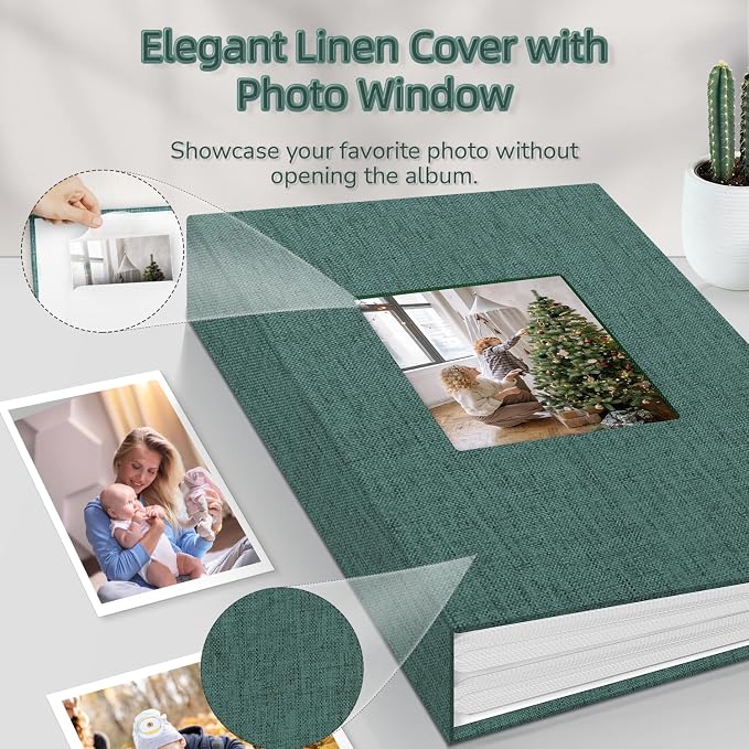 popotop Photo Album 4x6-300 Photos Linen Cover Photo Books with 300 Horizontal Pockets,Slip-in Picture Albums for Family Wedding Anniversary Baby Vacation Pictures - Image 2