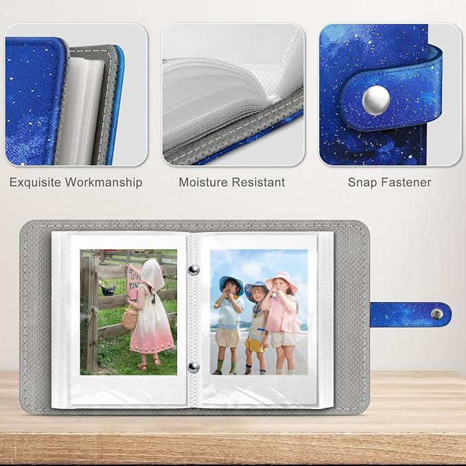 Fintie Mini Photos Album Book for 2x3 Inch Films - 52 Pockets Small Albums | For Fujifilm Instax Mini, Polaroid Hi-Print Pictures, Portable Kpop Photocard Holder, Travel Memory Book, Starry Sky - Image 7