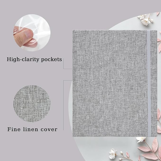 Mini Photo Album for Fujifilm Instax Mini Polaroid Snap, Pack of 2 Linen Picture Book 2x3, Each Small Album Holds 208 Photos Grey - Image 2