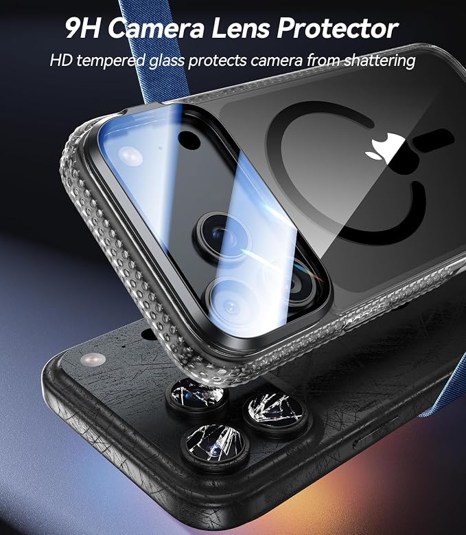 VOFATA [Upgraded Full Camera Protection] for iPhone 17 Pro Case with Camera Cover Stand [Fit for MagSafe][10FT Mil-Grade Protection] Transparent Magnetic iPhone 17 Pro Phone Case, Clear Black - Image 3