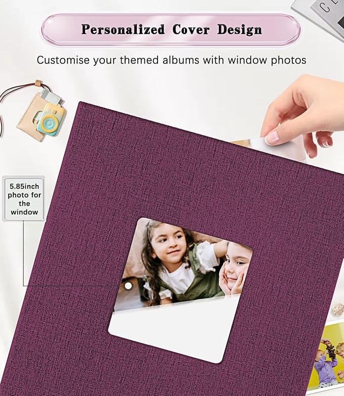 Ejblfe Photo Album 4x6,Linen Cover Slide-in Photo Album Book Can Holds 1000 4x6 Photos with 100 Black Sheets for Family,Wedding,Baby and Holiday Pictures (Dark purple) - Image 2