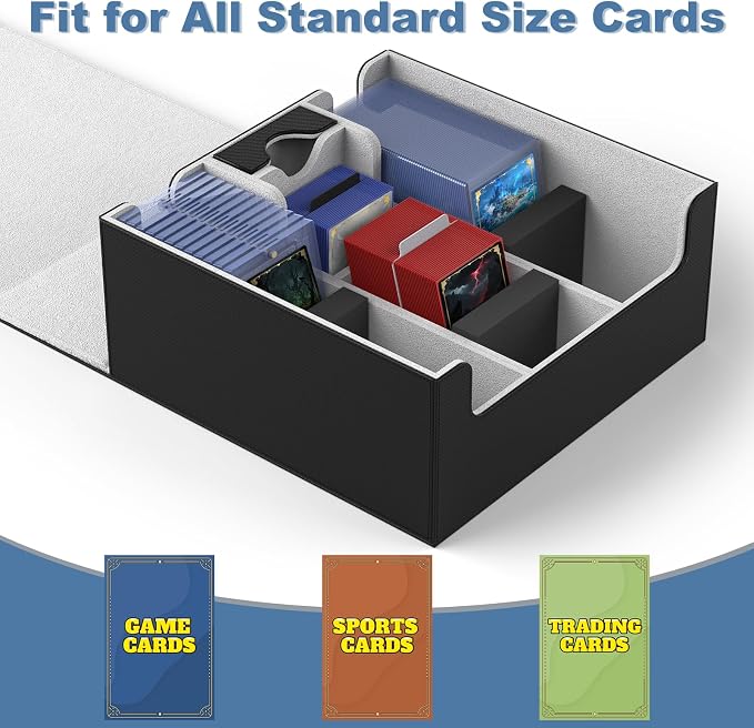 Mlikero Card Deck Case, Trading Card Storage Box for Magnetic Cards Holder and Hard Plastic Cards Protectors, Leather Magnetic Closure Deck Box Fit for MTG, TCG - Image 6