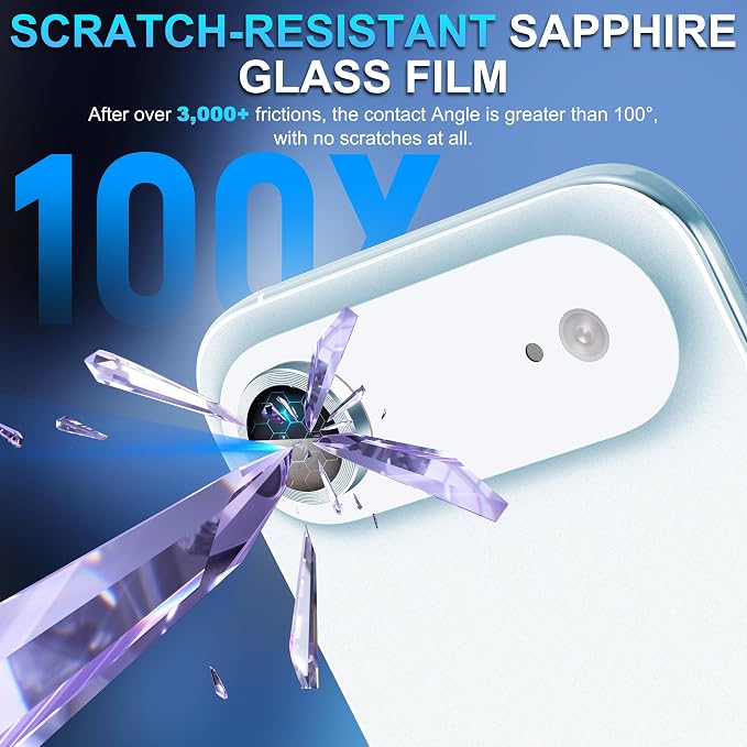 Suoman 2-Pack for iPhone 17 Air Camera Lens Protector, [CD Lines] [Strong-Adhesion] Metal Texture Style Tempered Glass Camera Lens Cover [with Auto Alignment Tool Kit] -Light Blue - Image 6