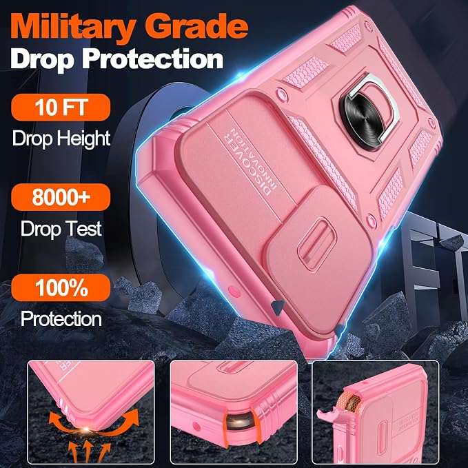 Gritup for Galaxy A23 5G Case Military-Grade Shockproof with Kickstand Pink | (   ) with 2 PCS Screen Protector, Slide Camera Cover, Heavy Duty Funda para A 23 5G Cover, Pink - Image 2