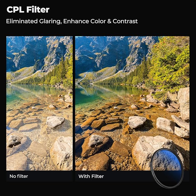 K&F CONCEPT 40.5mm UV/CPL/ND2-400 Len Filter Kit 3pc Multi-Layer Coatings | UV+Polarizer+Variable ND Lens Filters Kit (1-9 Stops)+Cleaning Cloth+Filter Pouch for Camera Lens Nano-K Series FS303 - Image 4