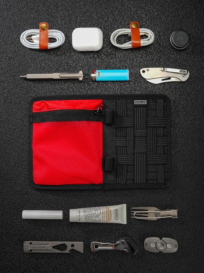 TACTICAL_GEEK EDC Organizer Board, Anti-Slip Elastic Woven Board, Utility Bag Insert Panel for Small Gear, Backpack Accessories (TCM10-Black Red) - Image 8