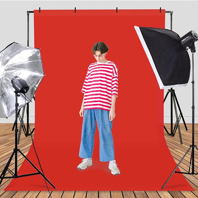 TRLYC Red Photography Backdrops 8x10 FT Seamless Background for Studio | Red Backdrop for Photoshoot Video Backgrounds Screen Party Wrinkle-free Polyester Non-Glare Rod Pocket Easy Setup - Image 3