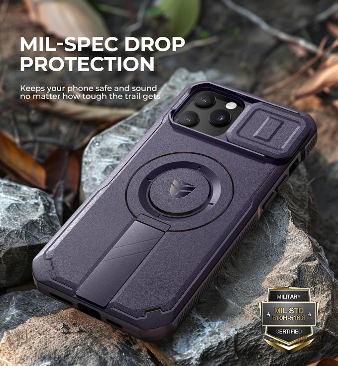 Dexnor for iPhone 13 Pro Max/12 Pro Max Case with Slide Camera Cover & Adjustable Kickstand, Compatible with MagSafe, Rugged Shockproof Bumper Cases Magnetic Protective Cover,6.7 inch,Phantom Purple - Image 6