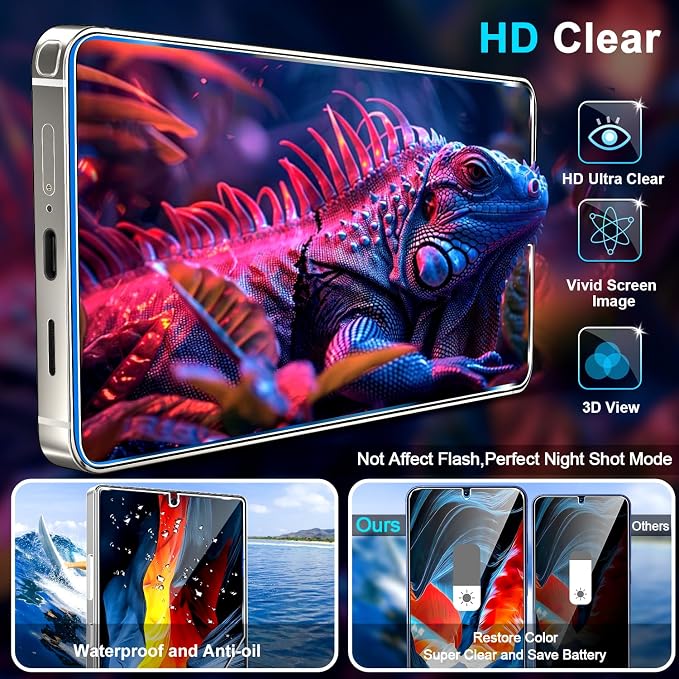 3 Pack Privacy Screen Protector for Samsung Galaxy S26 Ultra Tempered Glass + 2 Pack Camera Lens Protector, True 25°Anti Spy, Military Grade Shatterproof, 9H+ Hardness, Auto Alignment Frame 6.9" - Image 7
