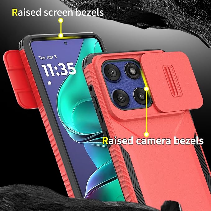 for Motorola G Stylus 5G 2025 Case with Built-in Slide Camera Cover & Screen Protector, [2 in 1] Heavy Duty Rugged Shockproof Protective Cover for Moto G Stylus 5G 2025(Red) - Image 5