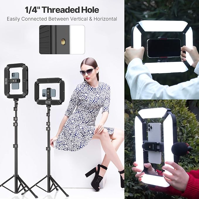 Smartphone Video Rig PICTRON U200 Handheld LED Ring Light Selfie Light | Phone Video Stabilizer for Camera, Smartphone, Action Camera, YouTube, Setup, Filmmaking, Makeup, Vlogging - Image 4