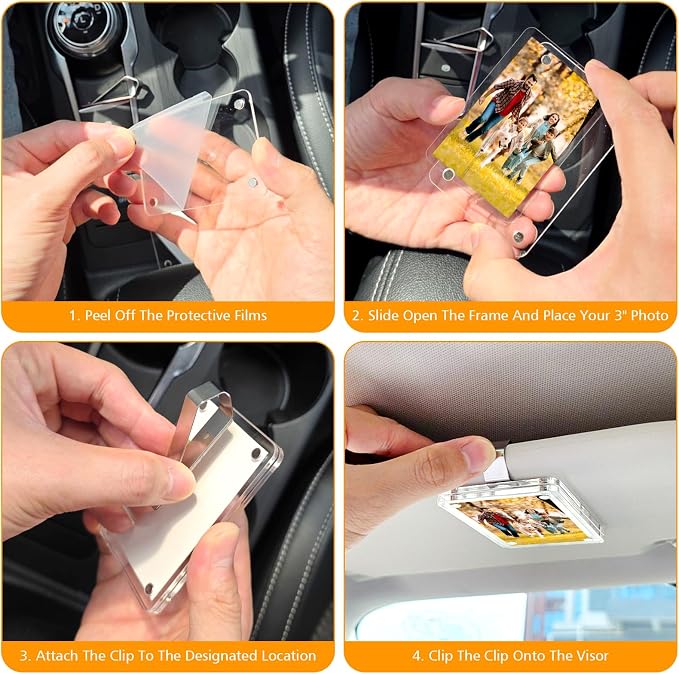 Accmor Car Picture Holder and Visor Photo Clip, 2 Pack Clear Acrylic Magnetic Photo Holder for Sun Visor, Vehicle Accessories, Personalized Car Picture Frame Suitable for Family, Couple, Pet Photos - Image 5