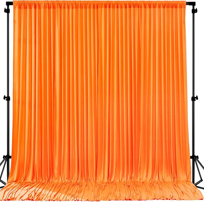 Orange Backdrop Curtains 4 Panels - Wrinkle-Free Polyester Photography Drapes for Baby Shower & Birthday Party - 16 X 10FT - Image 8