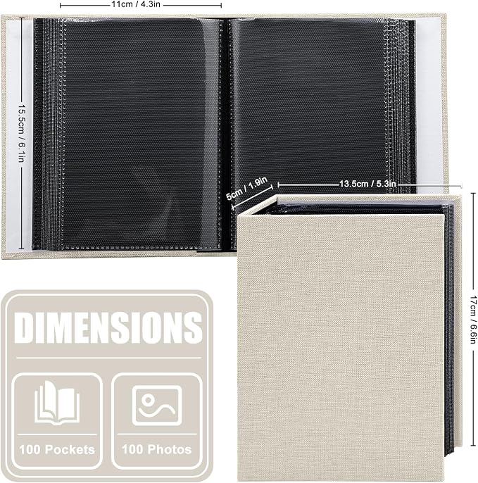 Photo Album 4x6 100 Pockets for Wedding Gifts,Linen Hardcover Picture Albums for Family Anniversary Baby Vacation Pictures - Image 3