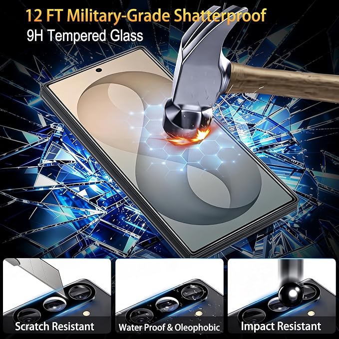 SiHPuoy Tempered Glass Screen Protector for Samsung Galaxy Z Fold 8 Ultra | 3 Pack, 9H+ Hardness, Military Grade Shatterproof, Auto-Dust Removal Bubble Free, Case Friendly, with Camera Lens Protectors - Image 2