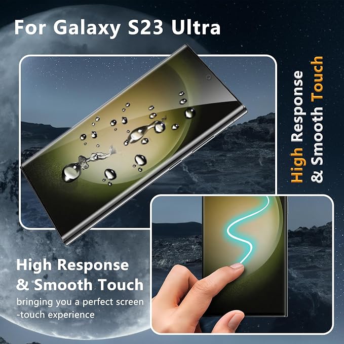 WILLONE 2+2 Pack for Galaxy S23 Ultra Screen Protector | Camera Lens Protector, 9H Tempered Glass, Fingerprint Unlock, HD Clear, Phone Case Fit - Image 4