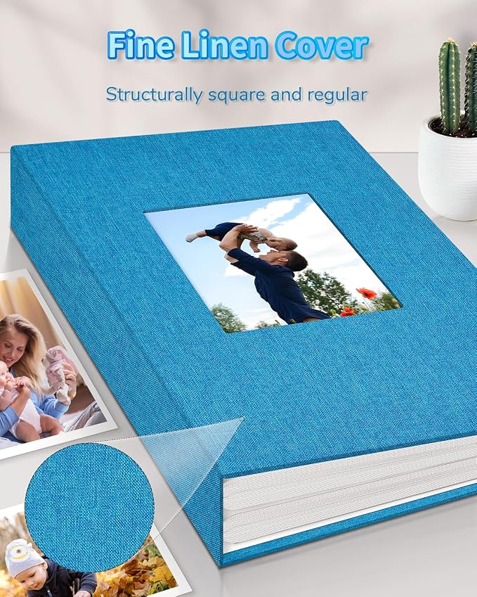 Artfeel Photo Album 4x6 with 300 Pockets,Slip-in Picture Albums,Linen Cover Memory Book with Front Window,White Page Vertical Photo Book for Wedding,Family,Anniversare,Baby,Vacation - Image 6