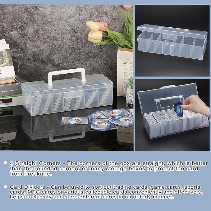 OwnMy 1PCS Plastic Trading Card Storage Box Clear Baseball Card Storage Box | Portable Baseball Card Organizer Box for Football Sports MTG TCG Cards, Clear Plastic Trading Card Storage Case with Dividers - Image 4