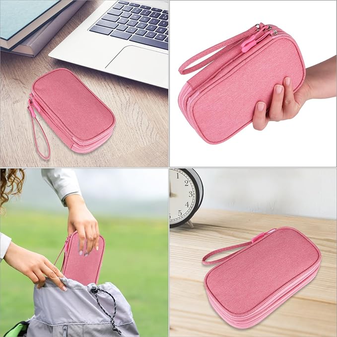 JIAKAI Travel Cable Organizer,Electronics Accessories Organizer Bag,for Charger, Phone, memory card,Travel Gadget Bag-Pink - Image 7