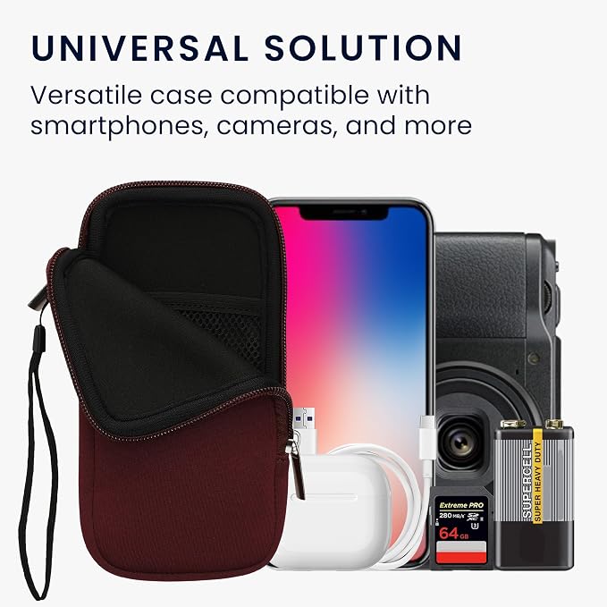 kwmobile Universal Phone Pouch Size XXL - 7" - Neoprene Smartphone Pouch with Zip - Water-Repellent Mobile Phone Case - Sleeve in Berry - Image 4
