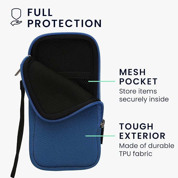 kwmobile Universal Phone Pouch Size XXL - 7" - Neoprene Smartphone Pouch with Zip - Water-Repellent Mobile Phone Case - Sleeve in Blue - Image 3