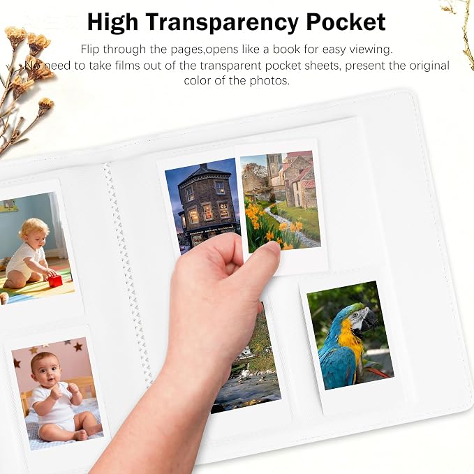 Veicevol 256-Pocket 2x3 Photo Album for Instax Mini and Polaroid, White | PU Leather Cover Keeps, Fits Instax Mini and Polaroid 2x3 Photos, Protects Travel, Wedding and Family Memories - Image 8