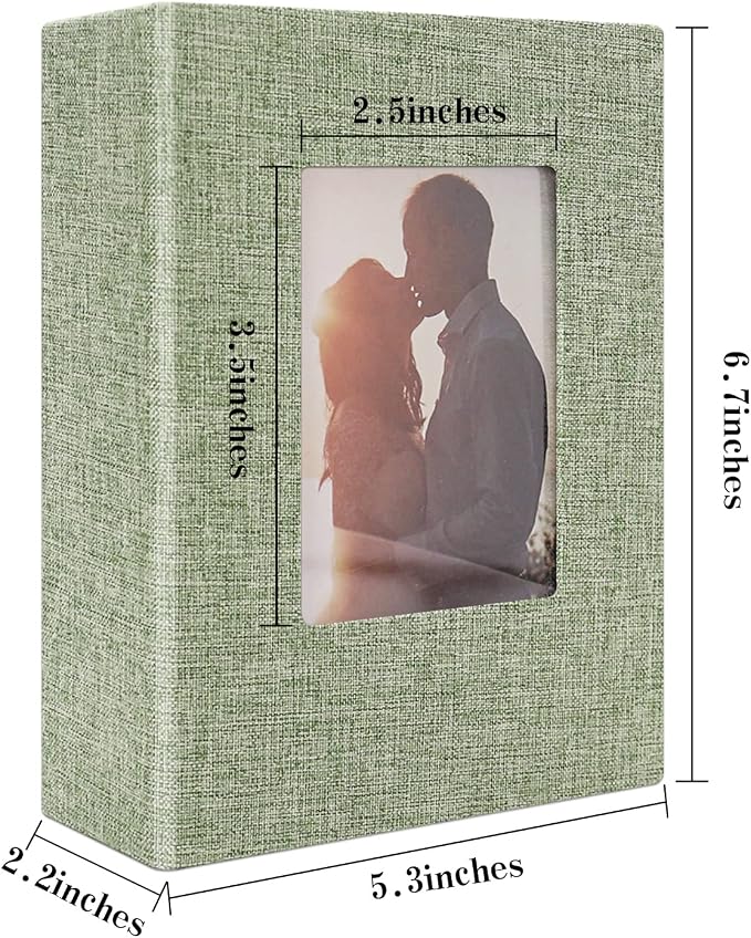 Vienrose 4x6 Photo Album,100 Pockets,Linen Cover with Window,Grass Green | Cover Window, Acid Free Pages, Linen Hardcover, Baby Wedding Family Photos - Image 6