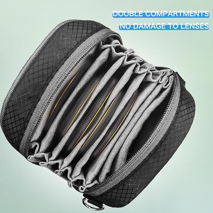 Lightdow Camera Filter Bag - Detachable 8-Slot Lens Carry Case with Belt Loop Pouch - Water-Resistant & Dustproof Design for 37mm-95mm Filters - Image 5