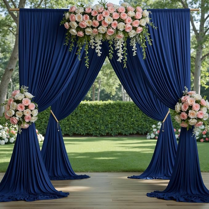 30ftx10ft Navy Blue Backdrop Curtains for Parties Wrinkle Free 6 Panels Navy Photo Backdrop Drapes Back Drop Cloth for Wedding Birthday Photography Background - Image 3