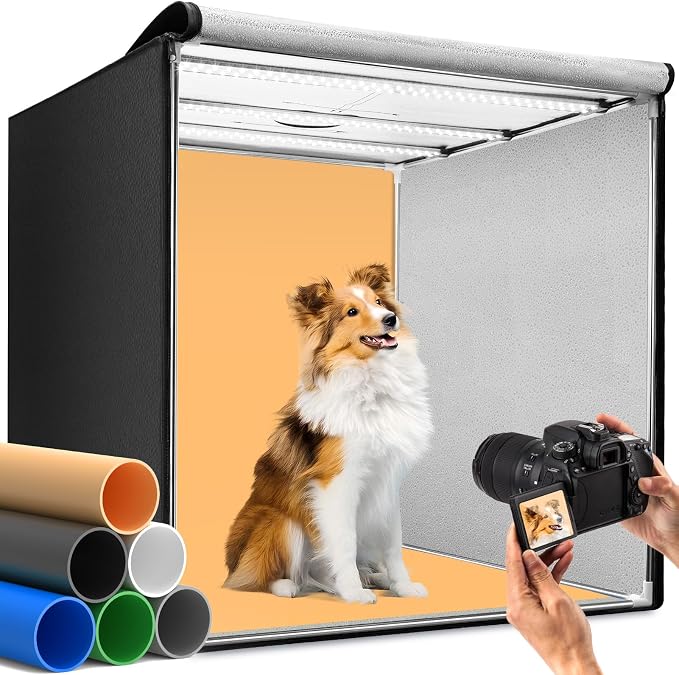Light Box Photography, 32×32inch Professional Photo Studio Booth Photobox, Portable 210 LED Lightbox Shooting Tent Folding with 6 Colors Backdrops for Large Product or Jewelry Photography… by DUCLUS