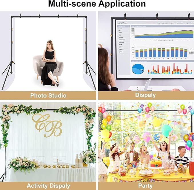 Photo Backdrop Stand for Photography 7ft x 10ft Background Stands for Photoshoot Support Kit with Carry Bag for Photo Studio Parties Events Decoration - Image 8
