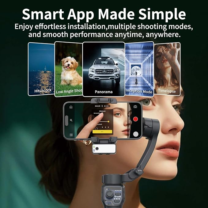 3-Axis Gimbal Stabilizer for Smartphone, Handheld Gimbal Tripod for iPhone & Andriod with Fill Light, AI Auto Face/Object Tracking, Foldable Rotating Stabilizer for Phone Video Recording, Vlogging - Image 8