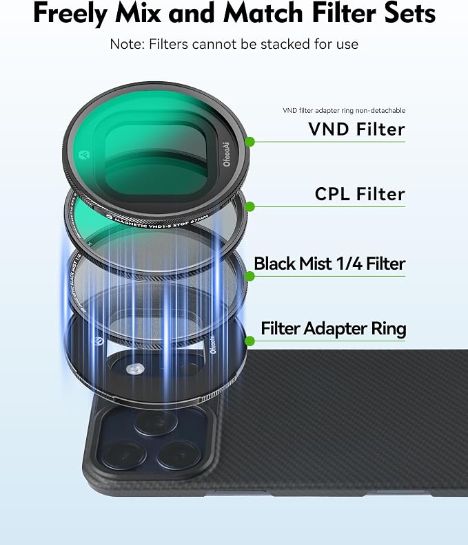 Magnetic Phone Case for Smartphone Filter System, Compatible with iPhone 17 Pro/Pro Max, Supports 67mm Magnetic Filters, MagSafe Charging Friendly(17Pro) - Image 2