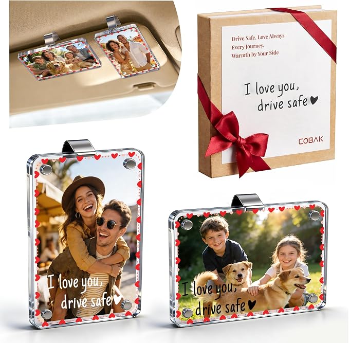 CoBak 2 Pack Acrylic Car Photo Holder, Magnetic Personalized Car Visor Clip, Car Accessories & Car Decor, Romantic Valentine's Day Gift for Family & Couples' Personal Photos, Love-3 by PopulartabletcasebrandWegivepeoplethebestdesignofprotectingvariouselectronicdevices
