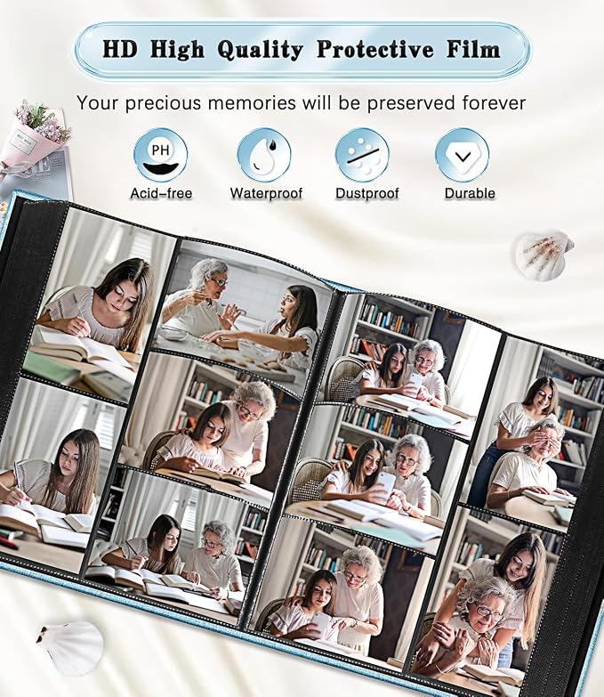 Ejblfe Photo Album 4x6,Linen Cover Slide-in Photo Album Book Can Holds 1000 4x6 Photos with 100 Black Sheets for Family,Wedding,Baby and Holiday Pictures (Blue) - Image 4