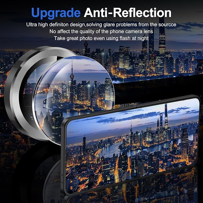 for Samsung Galaxy Z Flip 7 Camera Lens Protector, Individual Metal Ring Tempered Glass Lens Cover, [Strong Adsorption] Scratch Resistant Ultra-Thin HD Clear Lens Cover, 1 Set-Black - Image 4