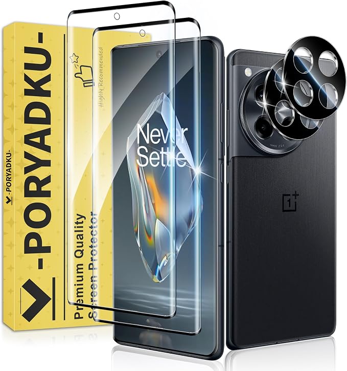 2+2 Pack for OnePlus 12R Screen Protector and Camera Protectors, Fingerprint Unlock, Anti-Scratch, Bubble-Free, Case Friendly, 9H Hardness Clear Glass Screen Protector for OnePlus 12R by JavoYion