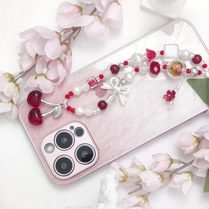 cioatu Phone Charms Cute Cherry Butterfly Cell Phone Lanyard Strap Wrist Strap for Bag Airpods Camera Pendants Decor - Image 4