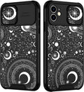 (2in1 for iPhone 11 Case Moon Stars for Women Cute Phone Cover Fashion Starry Planet Print Pattern Design with Slide Camera Cover Protective Case for iPhone 11 6.1'' by Goocrux