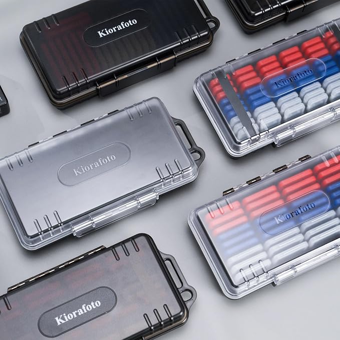 Dual Protect Waterproof SD Card Case w 36 Individual Plastic SD Card Cases | 36 Slots,Transparent,Anti-Shock,for 36x SD SDXC SDHC Cards,Camera SD Card Holder Organizer,with Carabiner & Labels - Image 3
