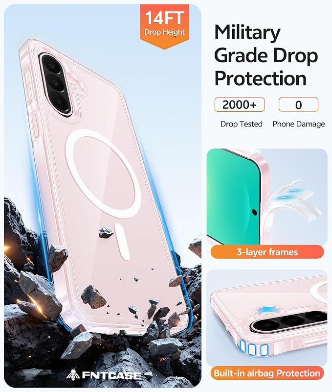 FNTCASE for Galaxy A27 5G Phone Case, Fit for Magsafe, Screen Protector | Clear Anti Yellowing, 14FT Military Grade Drop Protection, Slim Shockproof Protective, for Samsung A 27 4G Cover, Transparent - Image 6