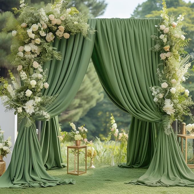 8 Panels Valley Green Backdrop Curtain for Parties Wrinkle Free Dark Green Photo Curtains Backdrop Drapes Fabric Decoration for Weding Baby Shower Birthday Party Photography 40ft(W) x 10ft(H) - Image 5