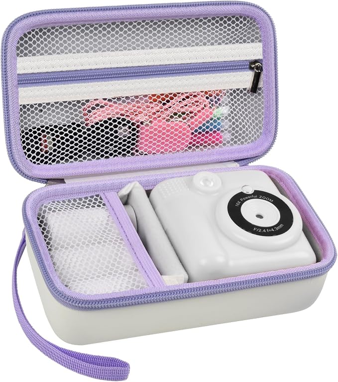 Kids Instant Print Camera Case, Travel Storage Bag for Girls Boys | For ESOXOFFORE/ for Dylanto/ for WEEFUN/ for Anchioo/ for GKTZ/ for Amzelas/ for Mafiti, Mesh Pocket, Detachable Wrist Strap by Grapsa