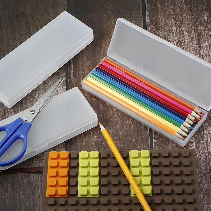 Chinco 4 Pieces Plastic Pencil Case Plastic Stationery Case with Hinged Lid and Snap Closure for Pencils, Pens, Drill Bits, Office Supplies (White) - Image 6