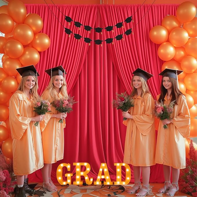 Red Backdrop Curtains 6 Panels-Wrinkle-Free Polyester Photography Drapes Party Photo Backgrounds for Wedding Christmas Photo Backdrops- 24 X10FT (Red) - Image 5