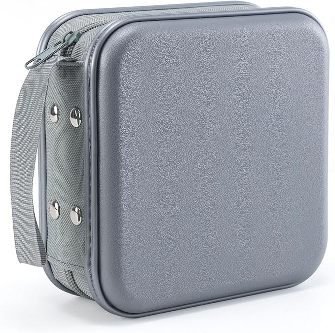 LIOVODE DVD Case, 48 Capacity Hard Plastic CD Case Holder for Car | DVD Storage, Hand Strap, Zipper Closure, Scratch-Resistant Sleeves, CD Storage for Music Blu-Ray Game Disc for Travel Office by LIOVODE