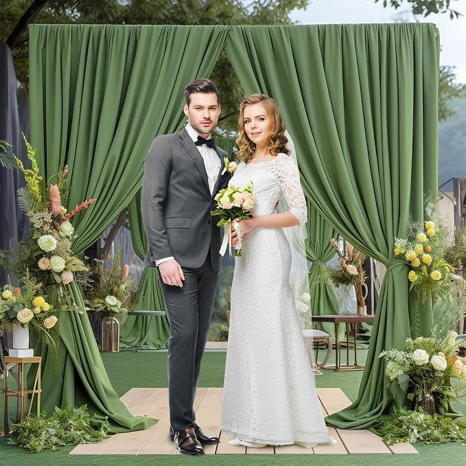 4 Panels Valley Green Backdrop Curtain for Parties Wrinkle Free Dark Green Photo Curtains Backdrop Drapes Fabric Decoration for Baby Shower Birthday Party Photography 20ft(W) x 10ft(H) - Image 4