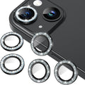 AGVEE 3+3 6 Pack for iPhone 15/15 Plus Camera Lens Protector Cover | Individual Bling Diamond & Bling Glitter Sparkle Cute Gem Metal Ring, 9H Tempered HD Glass by AGVEE